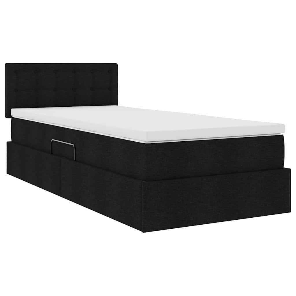 Opbergbed met LED met matras met LED Zwart 90 x 190 cm Stof is nu te koop bij PeponiXL, paradijselijk wonen!