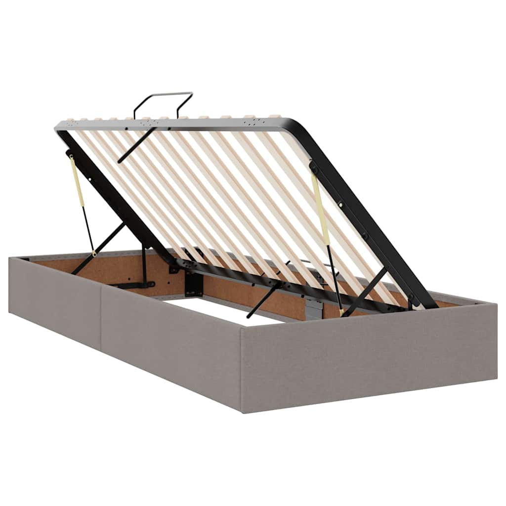 Opbergbed met LED met hoofdeinde Taupe 90 x 190 cm Stof is nu te koop bij PeponiXL, paradijselijk wonen!