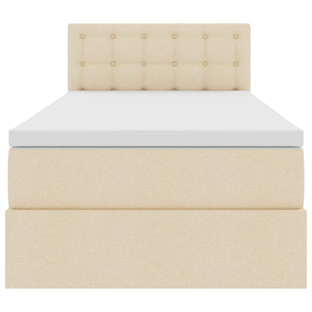 Opbergbed met LED met matras met LED Crème 90 x 190 cm Stof is nu te koop bij PeponiXL, paradijselijk wonen!