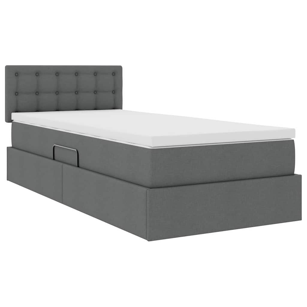 Opbergbed met LED met matras Donkergrijs 90 x 200 cm Stof is nu te koop bij PeponiXL, paradijselijk wonen!