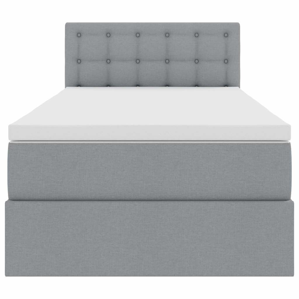 Opbergbed met LED met matras Lichtgrijs 100 x 200 cm Stof is nu te koop bij PeponiXL, paradijselijk wonen!