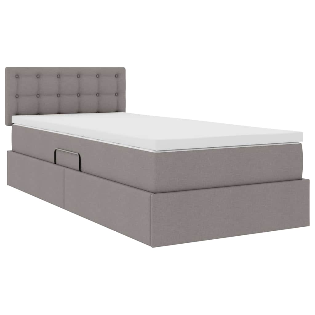 Opbergbed met LED met matras met LED Taupe 100 x 200 cm Stof is nu te koop bij PeponiXL, paradijselijk wonen!