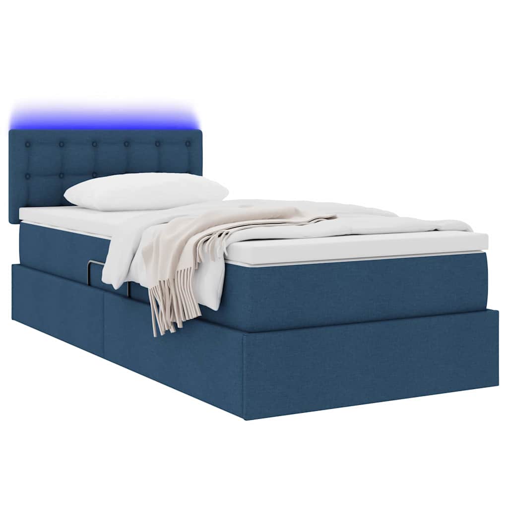 Opbergbed met LED met matras met LED Blauw 100 x 200 cm Stof is nu te koop bij PeponiXL, paradijselijk wonen!