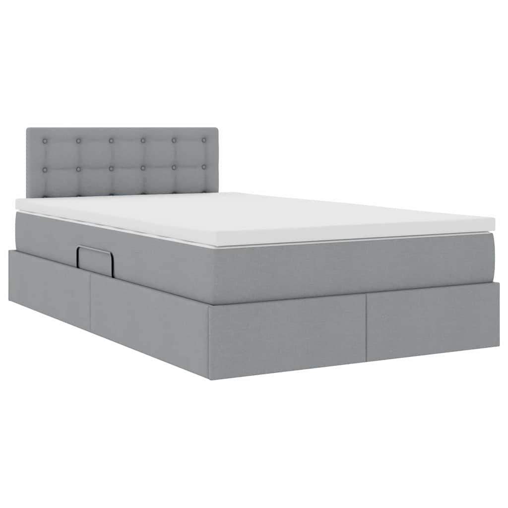 Opbergbed met LED met matras Lichtgrijs 120 x 190 cm Stof is nu te koop bij PeponiXL, paradijselijk wonen!