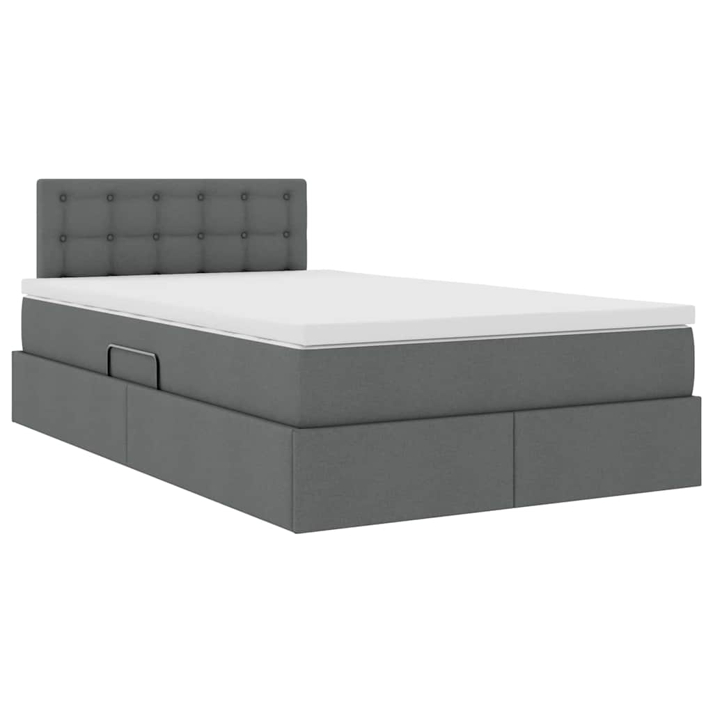 Opbergbed met LED met matras Donkergrijs 120 x 190 cm Stof is nu te koop bij PeponiXL, paradijselijk wonen!