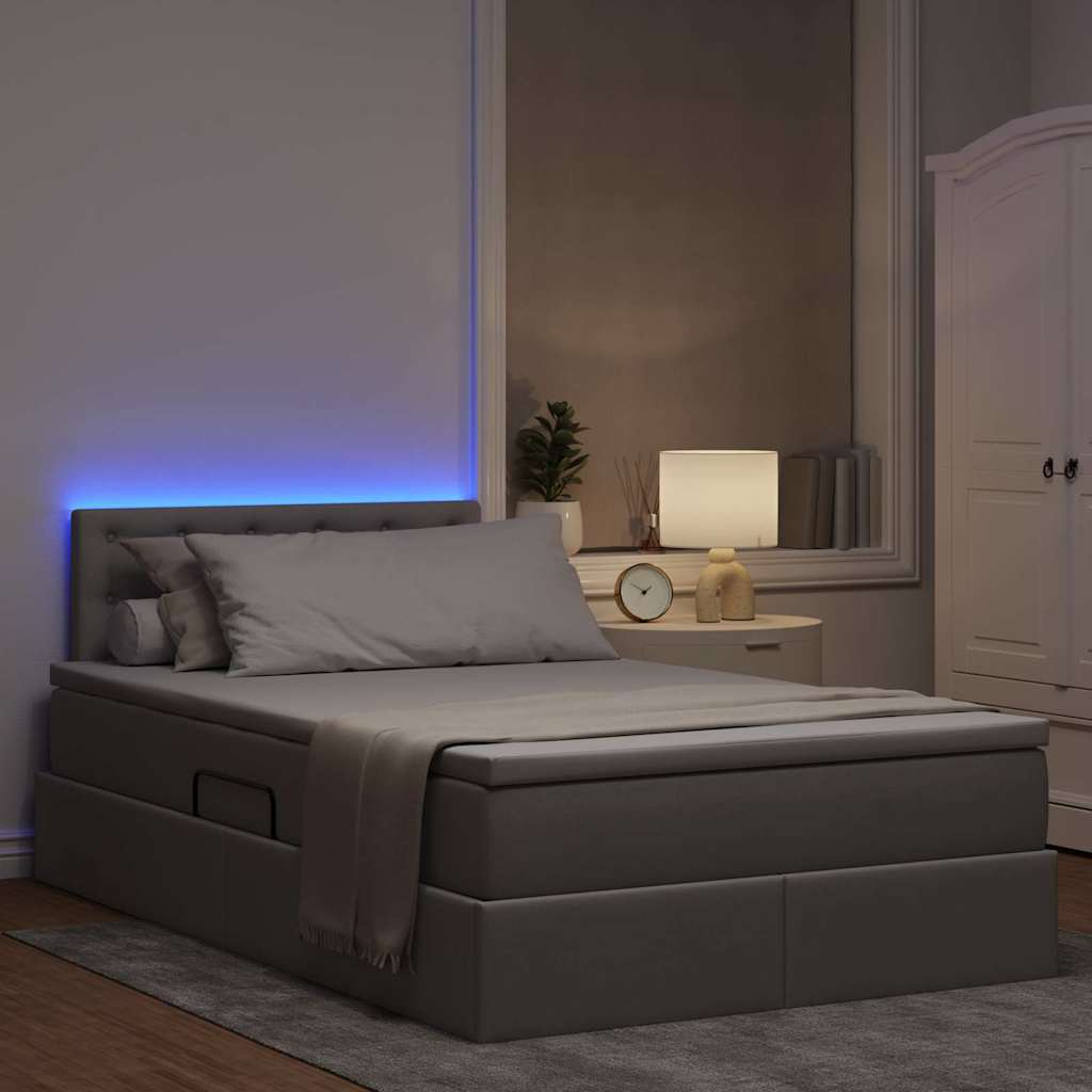 LED Opslagbed met Matras Taupe 120 x 190 cm Stof