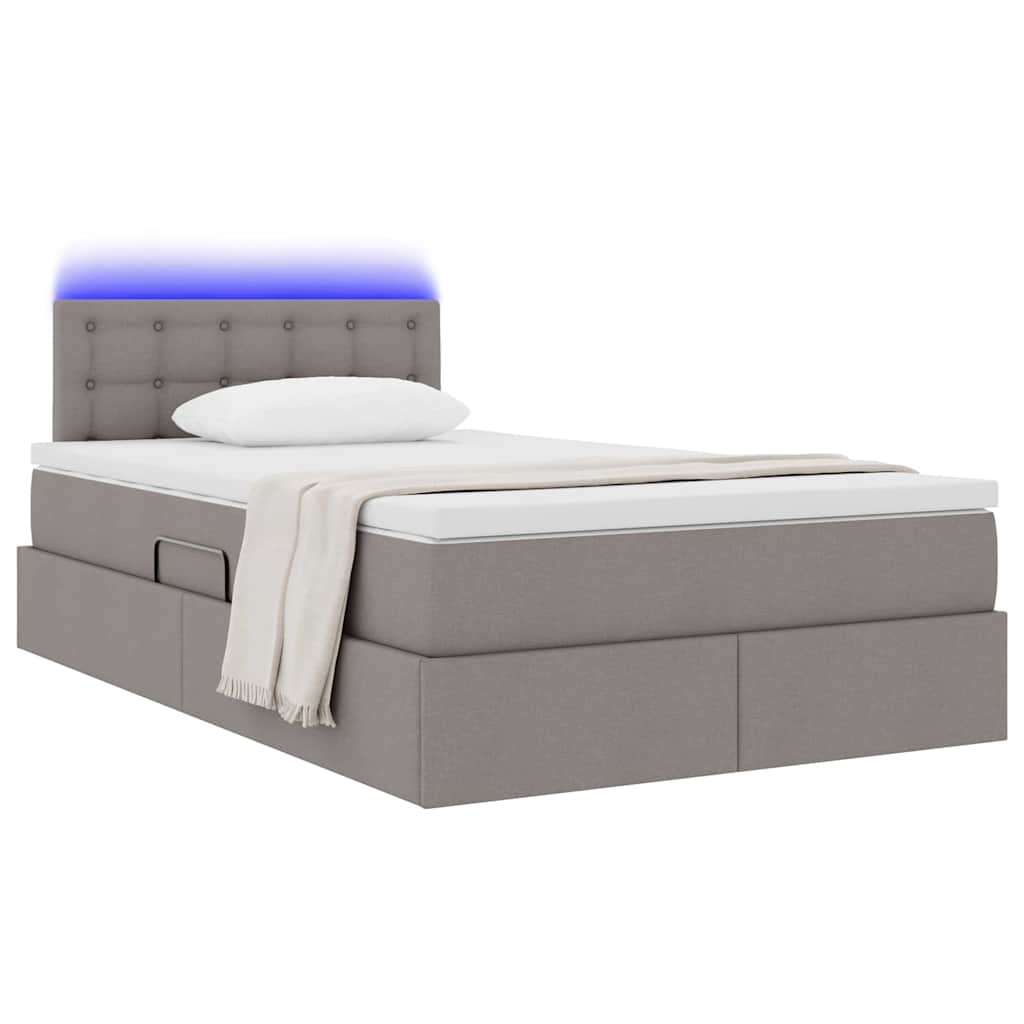 LED Opslagbed met Matras Taupe 120 x 190 cm Stof