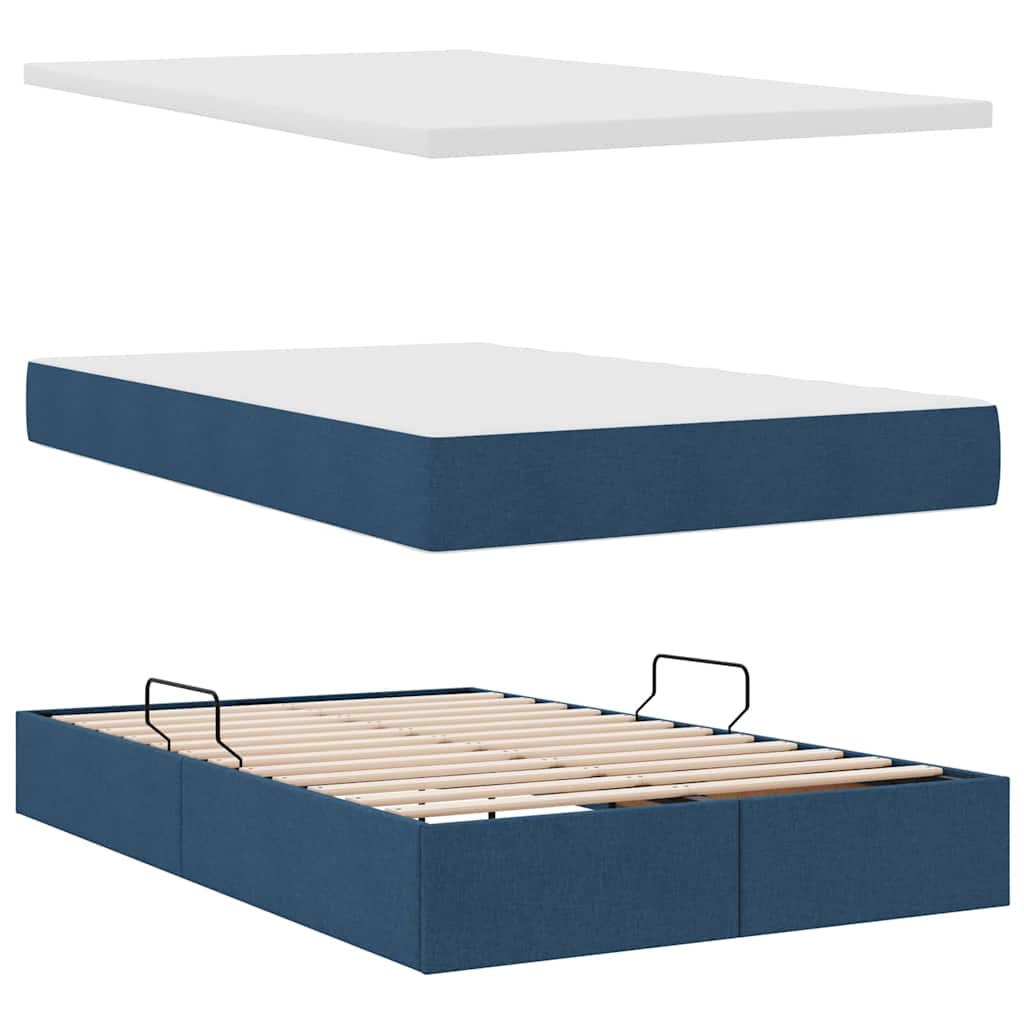 Opbergbed met LED met matras met LED Blauw 120 x 200 cm Stof is nu te koop bij PeponiXL, paradijselijk wonen!