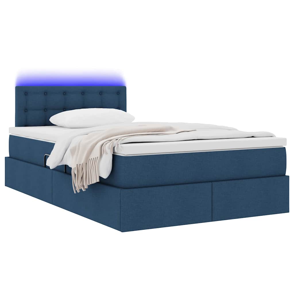 Opbergbed met LED met matras met LED Blauw 120 x 200 cm Stof is nu te koop bij PeponiXL, paradijselijk wonen!