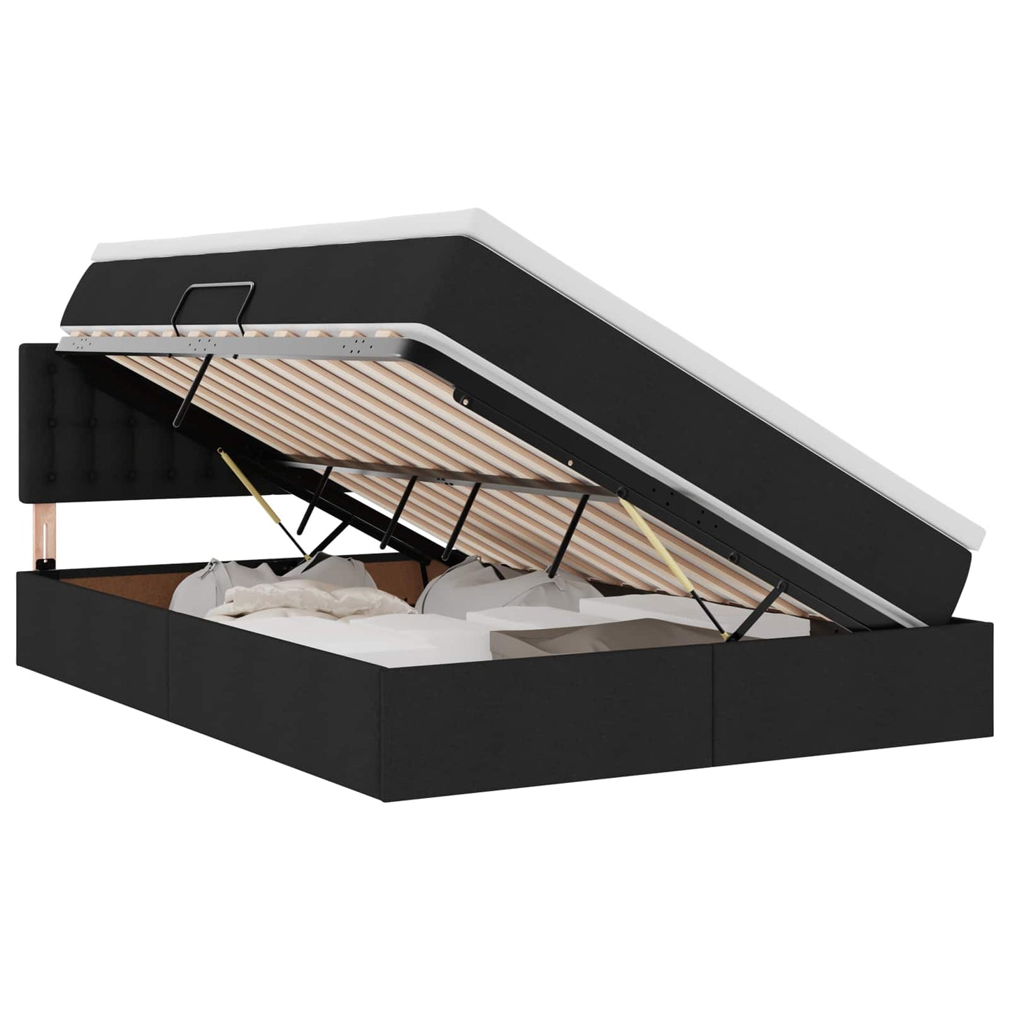 Opbergbed met LED met matras met LED Zwart 140 x 190 cm Stof is nu te koop bij PeponiXL, paradijselijk wonen!