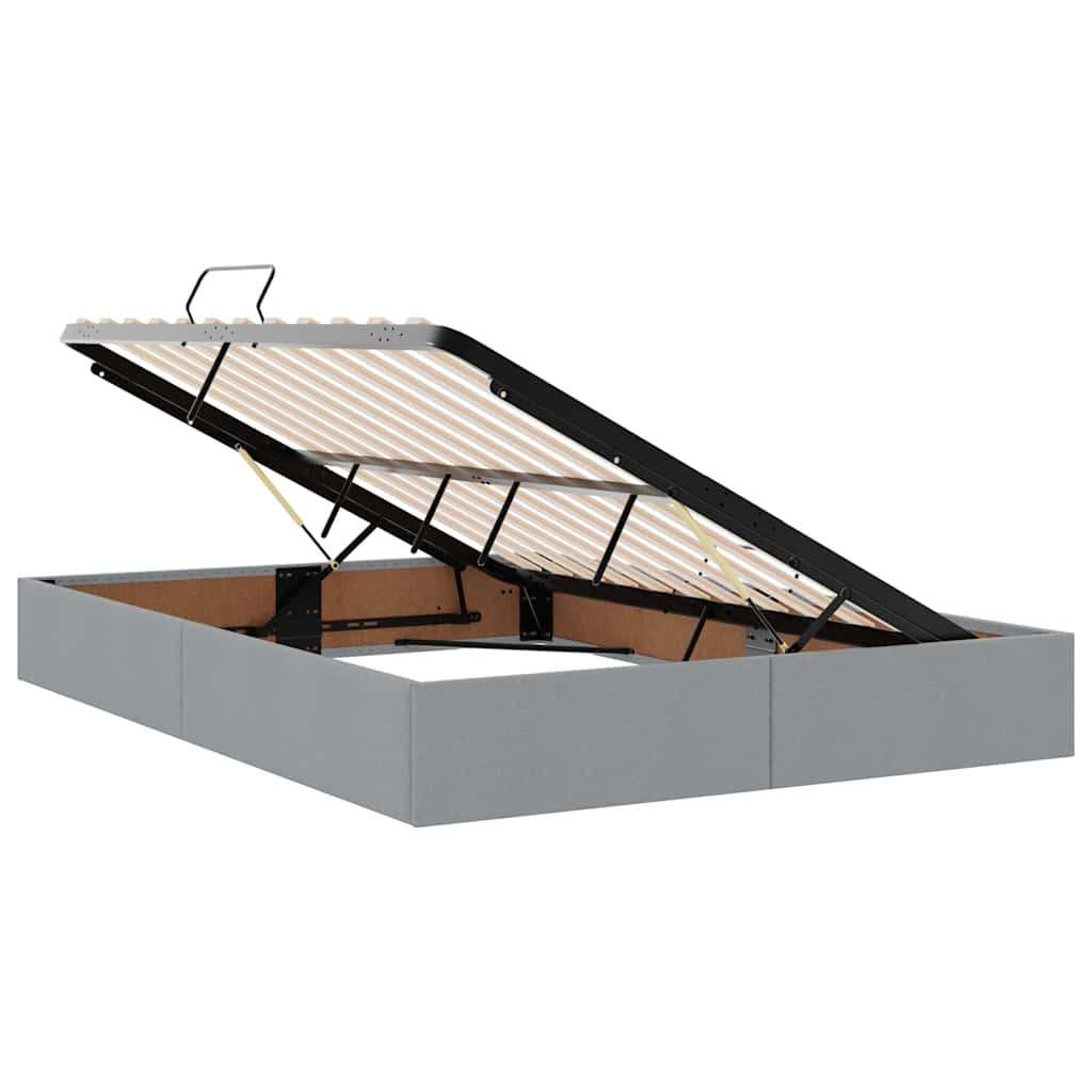 Opbergbed met LED met matras Lichtgrijs 140 x 200 cm Stof is nu te koop bij PeponiXL, paradijselijk wonen!