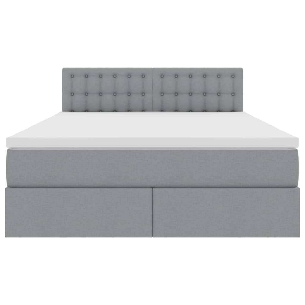 Opbergbed met LED met matras Lichtgrijs 140 x 200 cm Stof is nu te koop bij PeponiXL, paradijselijk wonen!