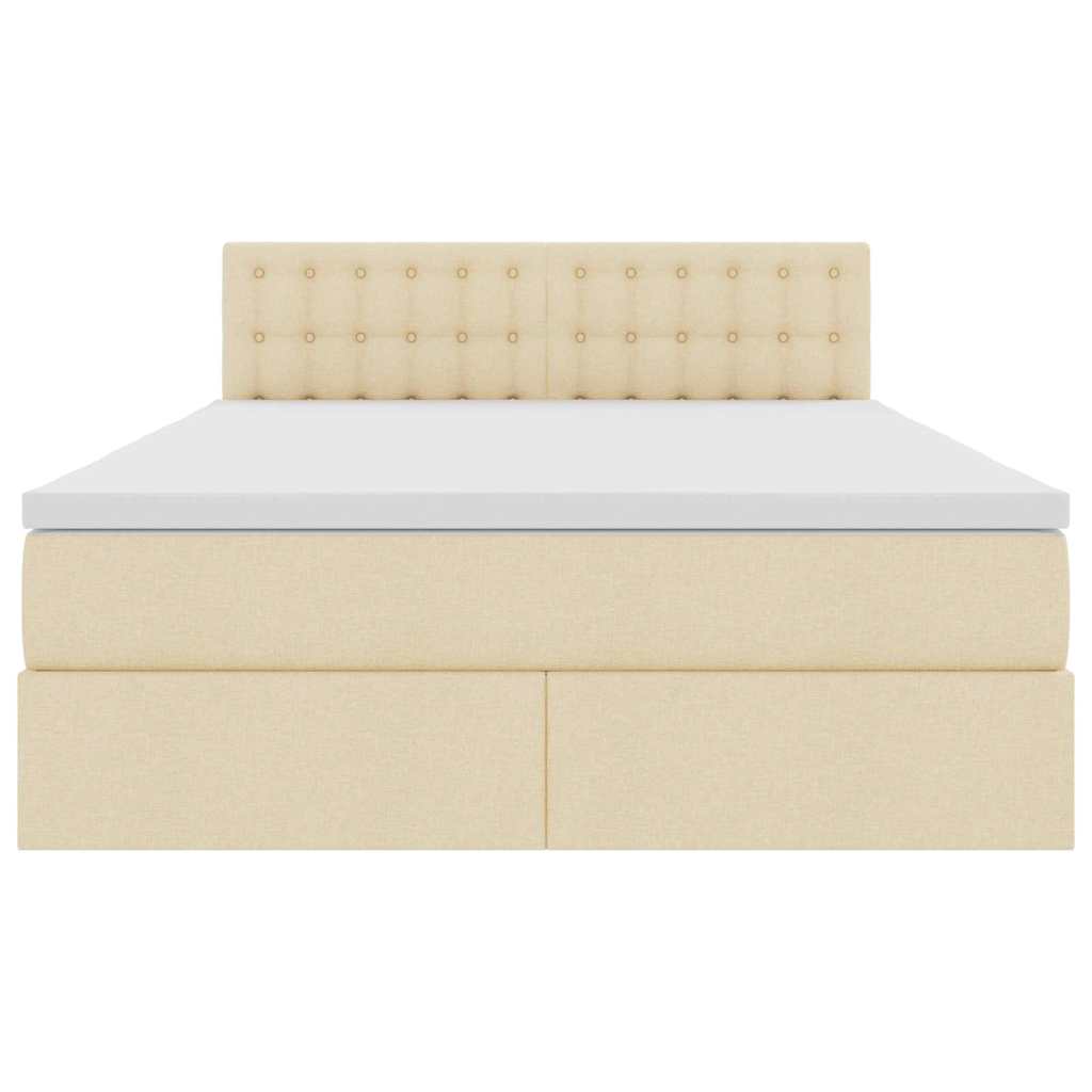 Opbergbed met LED met matras met LED Crème 140 x 200 cm Stof is nu te koop bij PeponiXL, paradijselijk wonen!