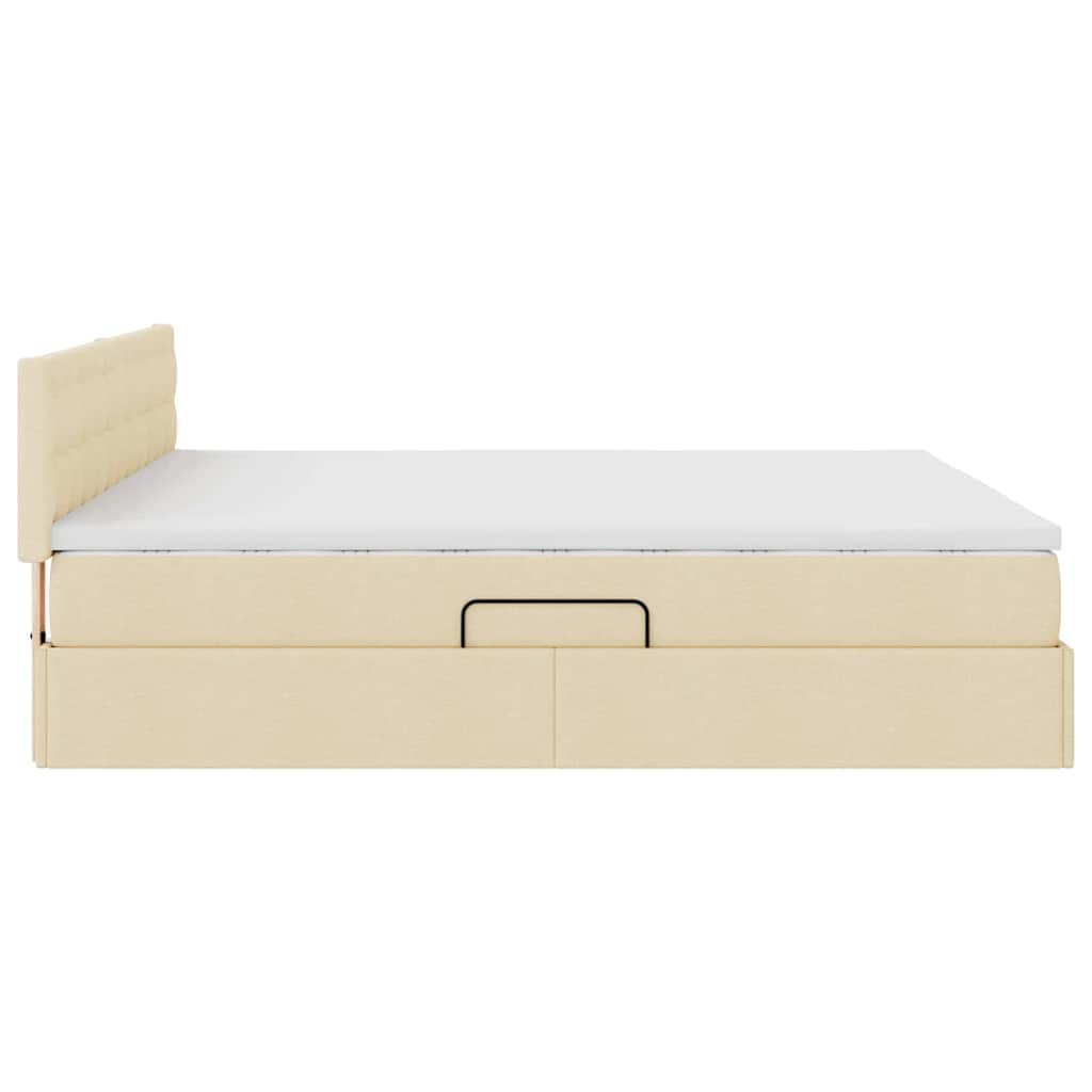 Opbergbed met LED met matras met LED Crème 160 x 200 cm Stof is nu te koop bij PeponiXL, paradijselijk wonen!