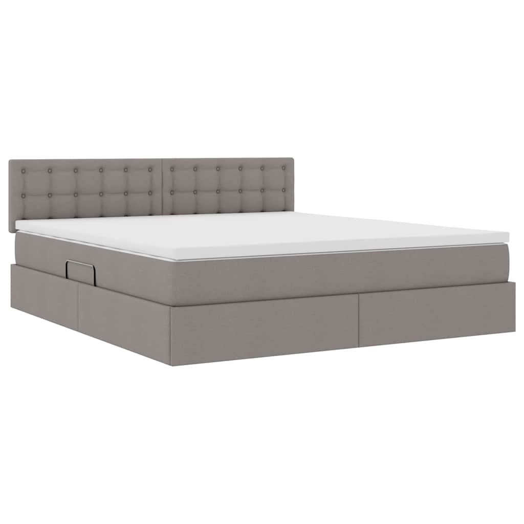 Opbergbed met LED met matras met LED Taupe 180 x 200 cm Stof is nu te koop bij PeponiXL, paradijselijk wonen!