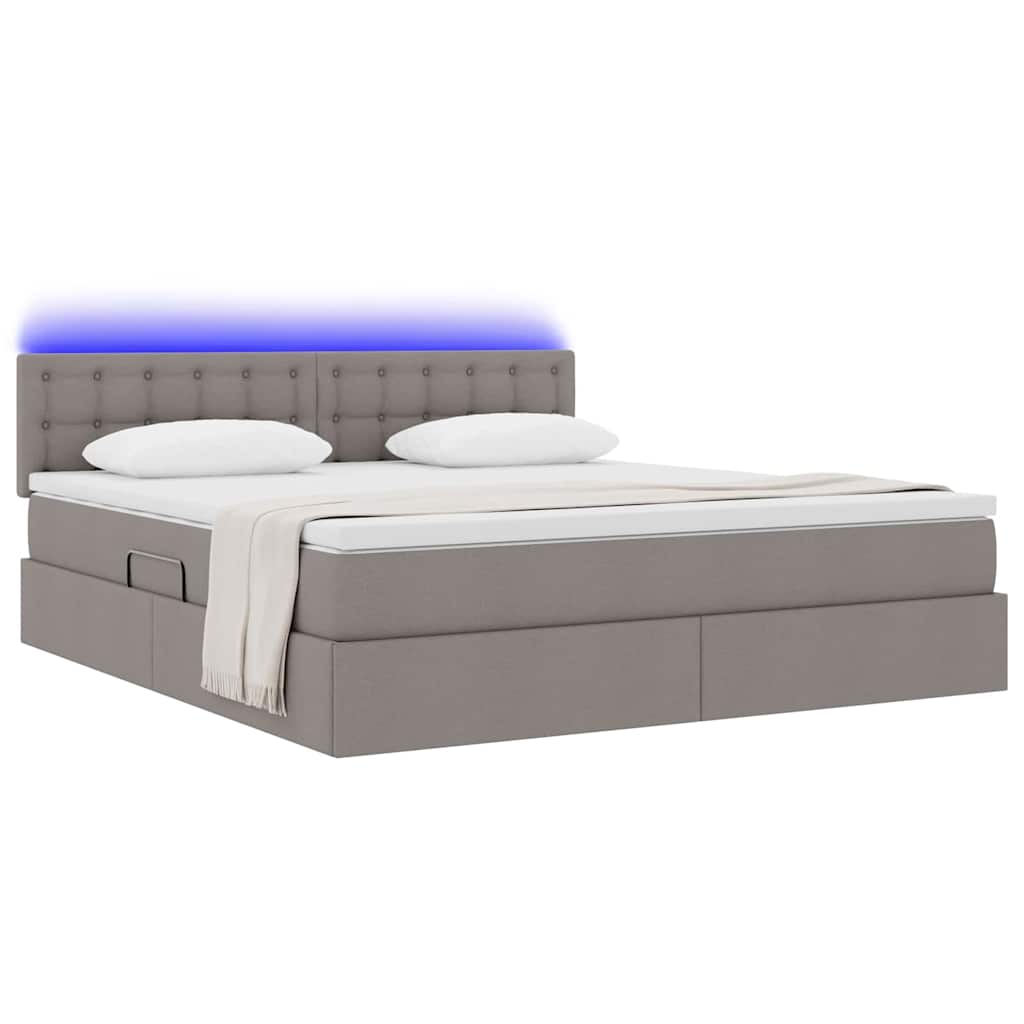 Opbergbed met LED met matras met LED Taupe 180 x 200 cm Stof is nu te koop bij PeponiXL, paradijselijk wonen!