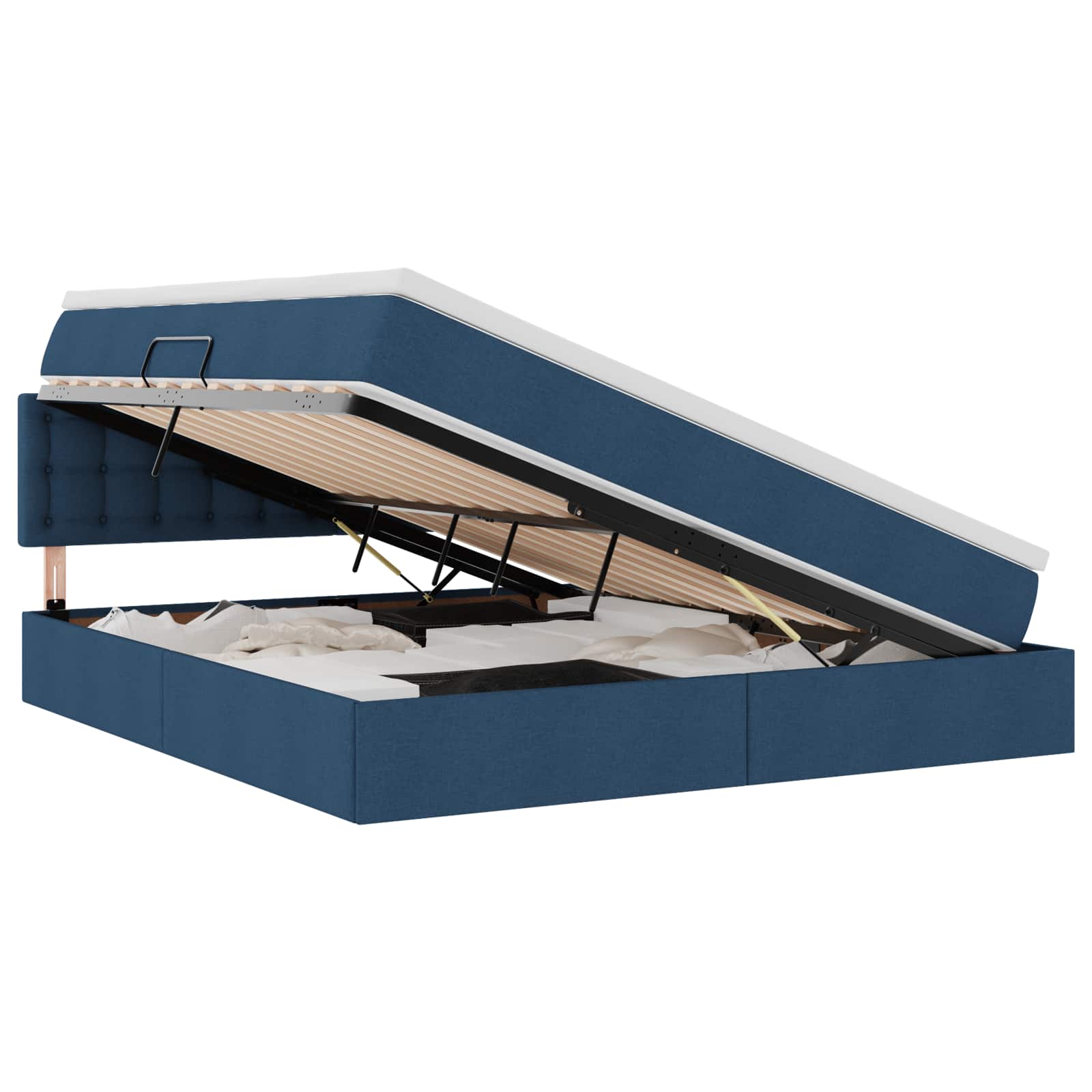 Opbergbed met LED met matras met LED Blauw 180 x 200 cm Stof is nu te koop bij PeponiXL, paradijselijk wonen!