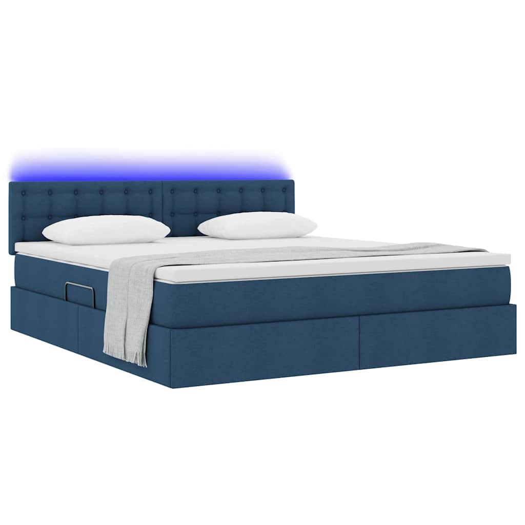 Opbergbed met LED met matras met LED Blauw 180 x 200 cm Stof is nu te koop bij PeponiXL, paradijselijk wonen!