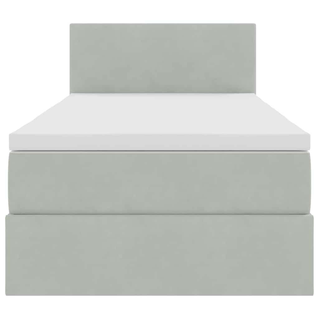 Opbergbed met LED met matras Lichtgrijs 90 x 200 cm Fluweel is nu te koop bij PeponiXL, paradijselijk wonen!