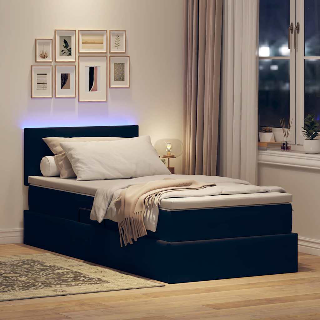 Opbergbed met LED met matras met LED Zwart 90 x 200 cm Fluweel is nu te koop bij PeponiXL, paradijselijk wonen!