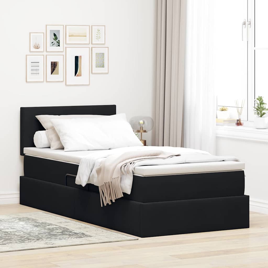 Opbergbed met LED met matras met LED Zwart 90 x 200 cm Fluweel is nu te koop bij PeponiXL, paradijselijk wonen!