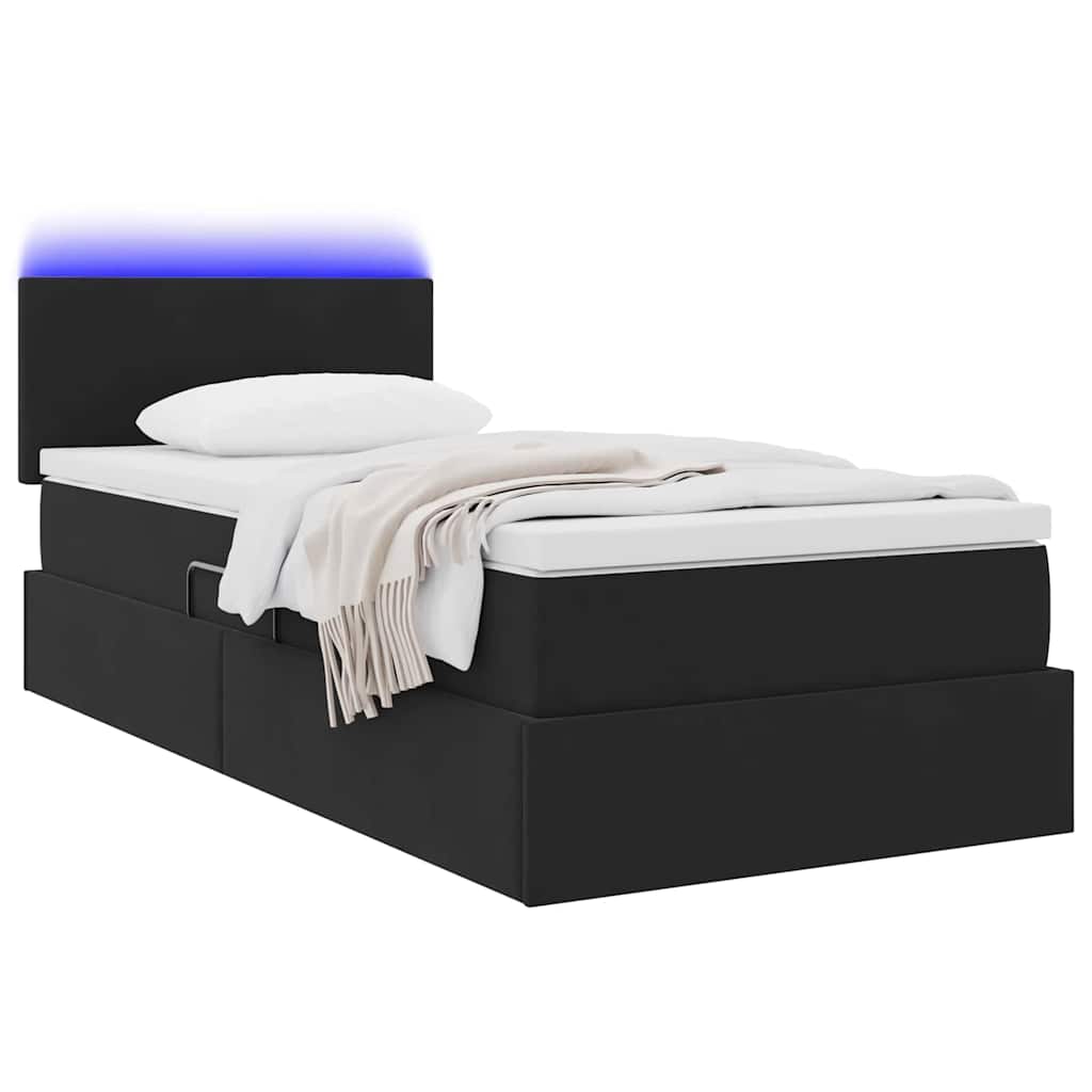 Opbergbed met LED met matras met LED Zwart 90 x 200 cm Fluweel is nu te koop bij PeponiXL, paradijselijk wonen!