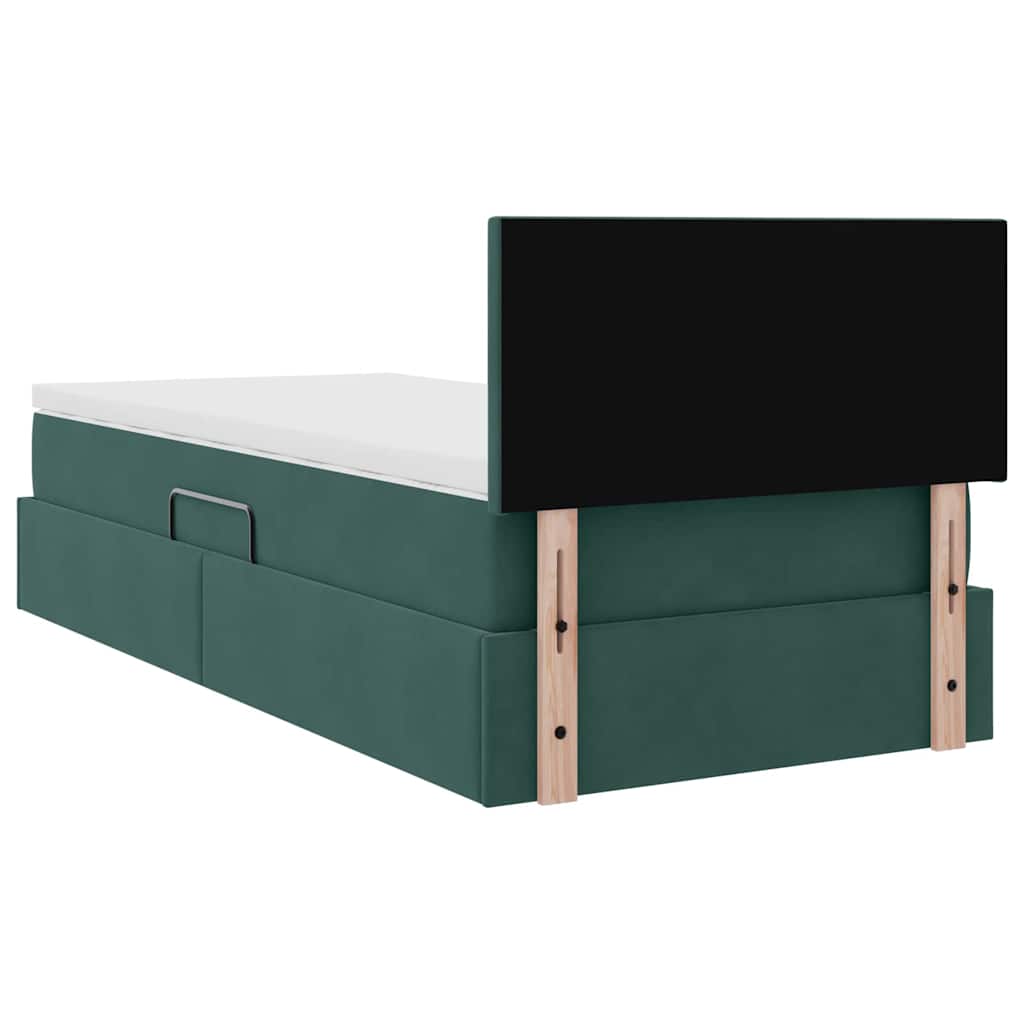 Opbergbed met LED met opslag Donkergroen 90 x 200 cm Fluweel is nu te koop bij PeponiXL, paradijselijk wonen!
