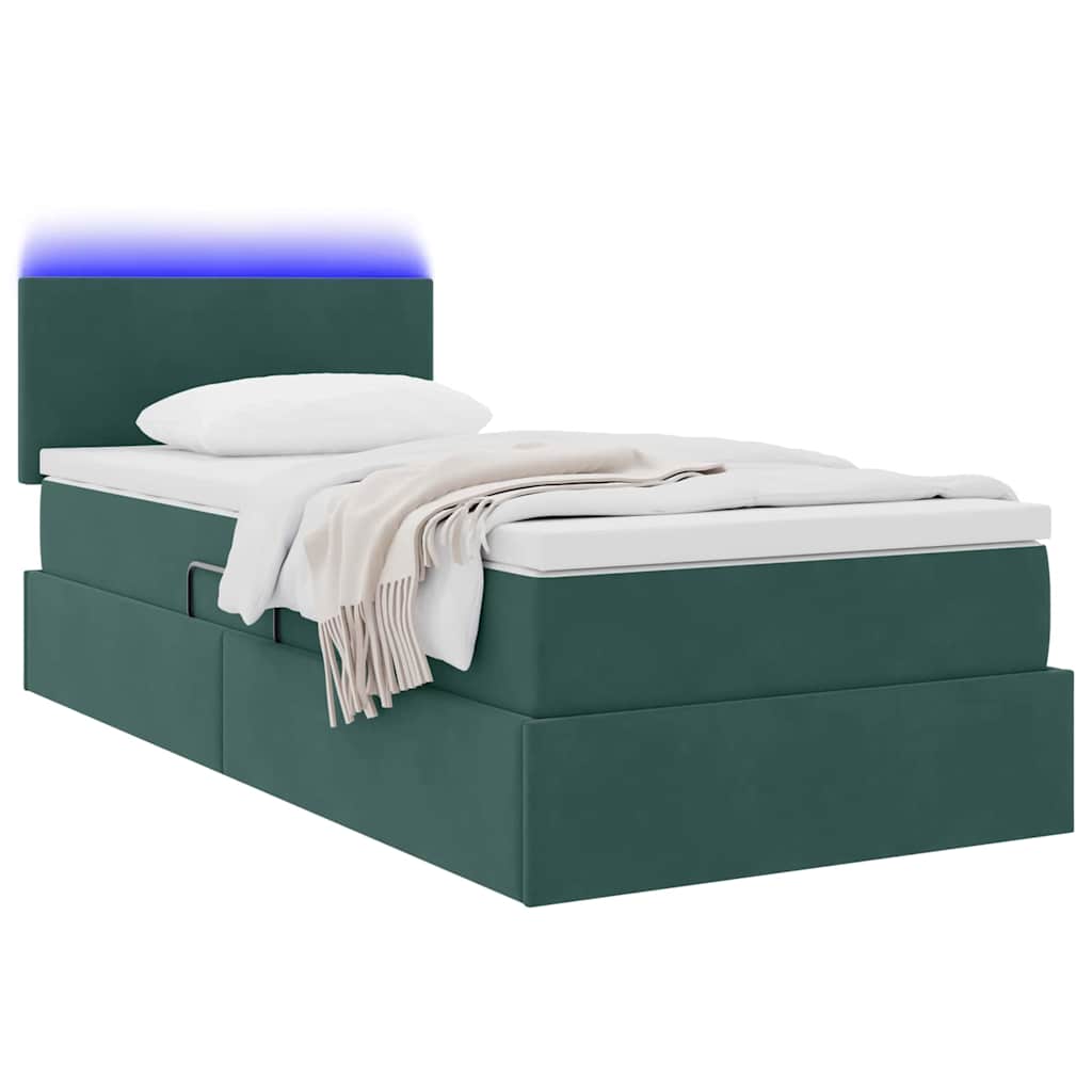 Opbergbed met LED met opslag Donkergroen 90 x 200 cm Fluweel is nu te koop bij PeponiXL, paradijselijk wonen!