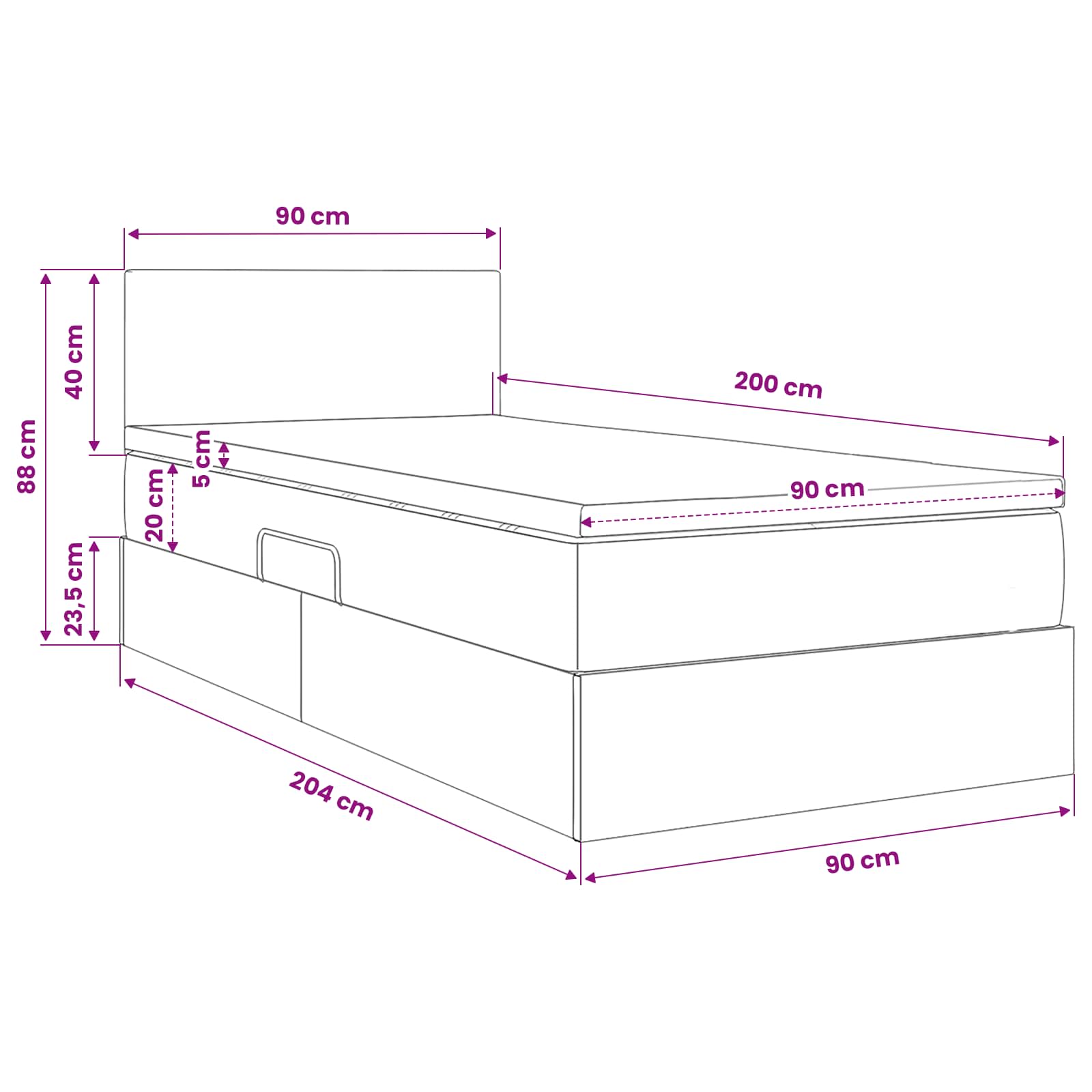 Opbergbed met LED met opslag Donkergroen 90 x 200 cm Fluweel is nu te koop bij PeponiXL, paradijselijk wonen!