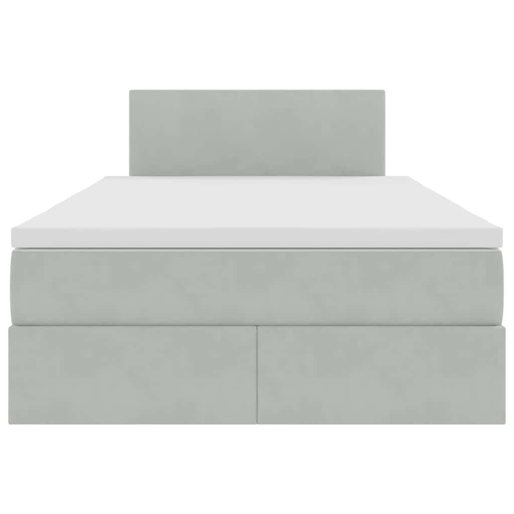 Opbergbed met LED met matras Lichtgrijs 120 x 190 cm Fluweel is nu te koop bij PeponiXL, paradijselijk wonen!