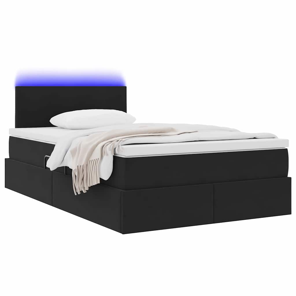 Opbergbed met LED met matras met LED Zwart 120 x 190 cm Fluweel is nu te koop bij PeponiXL, paradijselijk wonen!