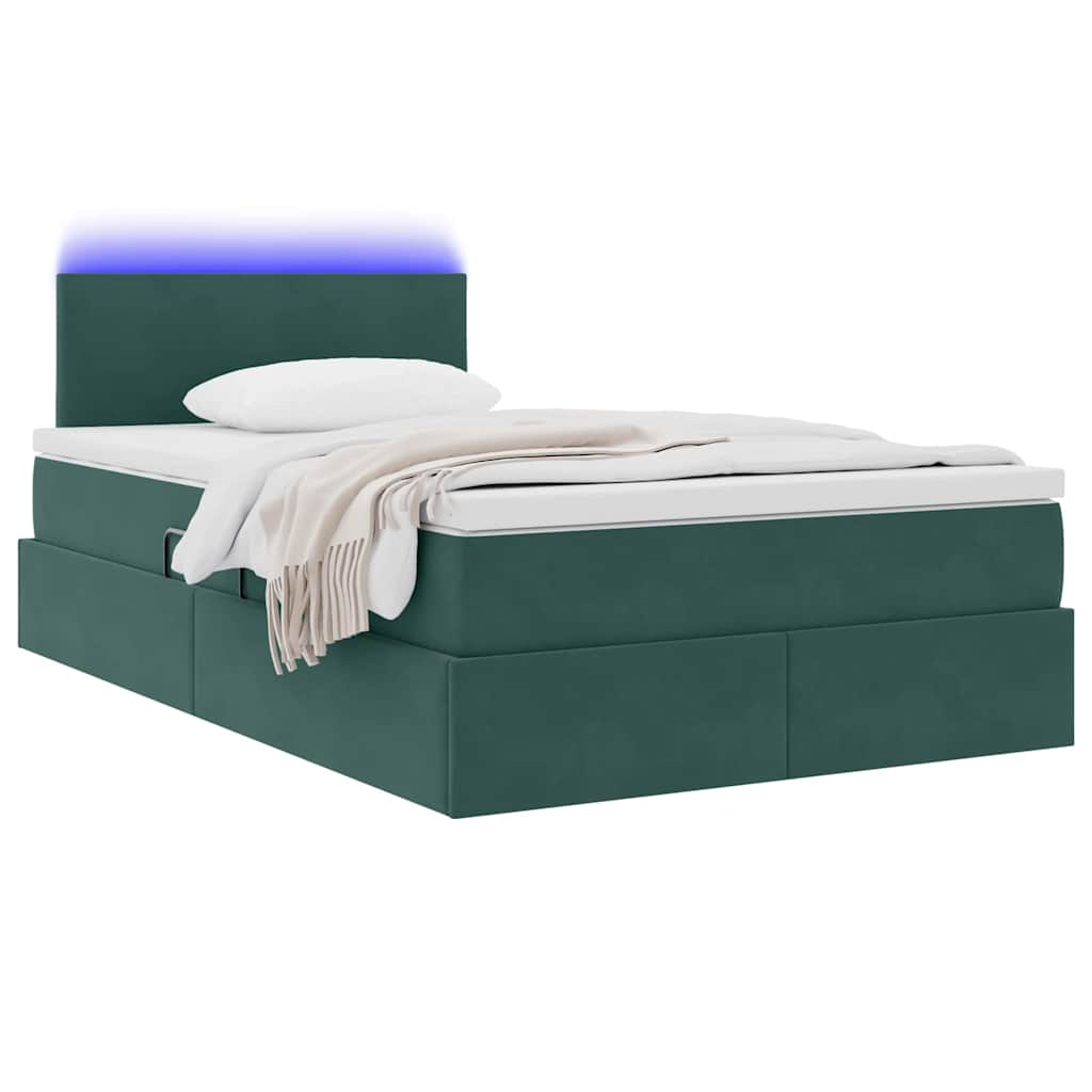 LED Opslagbed met Matras Donkergroen 120 x 190 cm Fluweel