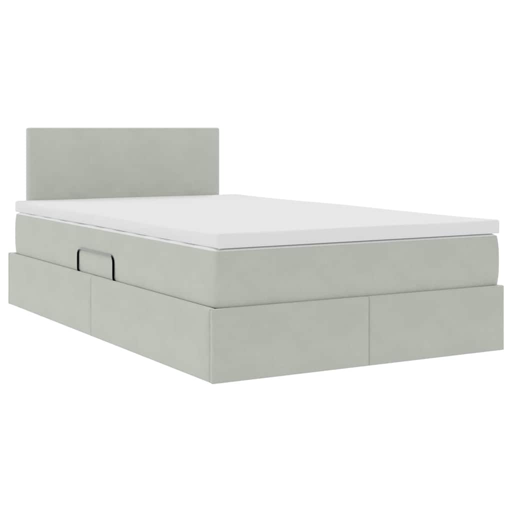 Opbergbed met LED met matras Lichtgrijs 120 x 200 cm Fluweel is nu te koop bij PeponiXL, paradijselijk wonen!