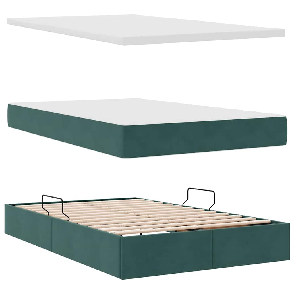 Opbergbed met LED met matras Donkergroen 120 x 200 cm Fluweel is nu te koop bij PeponiXL, paradijselijk wonen!