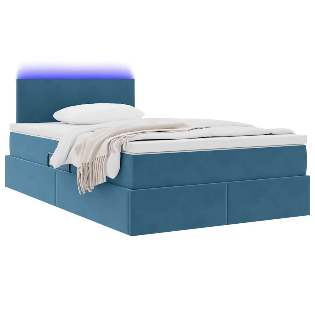 Opbergbed met LED met matras Donkerblauw 120 x 200 cm Fluweel is nu te koop bij PeponiXL, paradijselijk wonen!