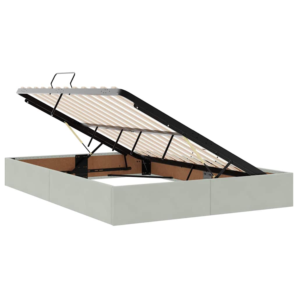 Opbergbed met LED met matras Lichtgrijs 140 x 190 cm Fluweel is nu te koop bij PeponiXL, paradijselijk wonen!