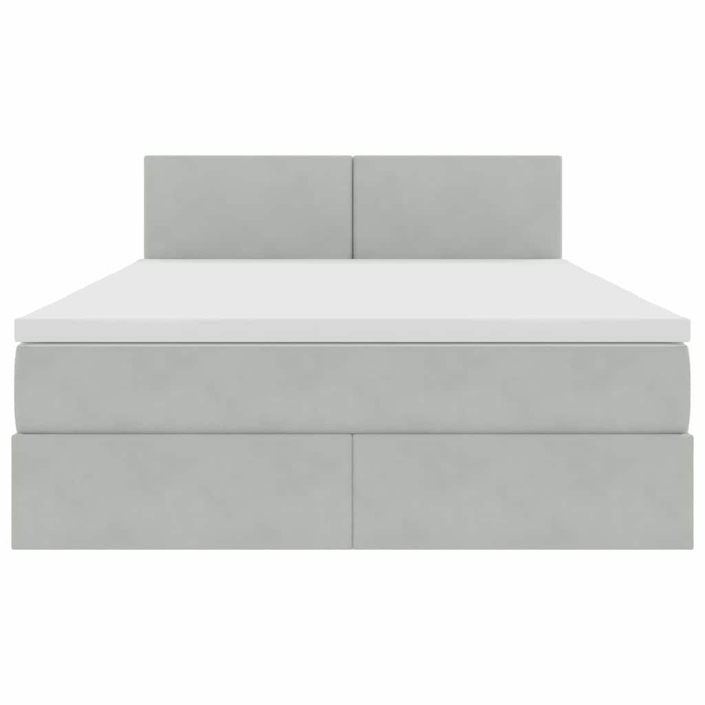 Opbergbed met LED met matras Lichtgrijs 140 x 190 cm Fluweel is nu te koop bij PeponiXL, paradijselijk wonen!