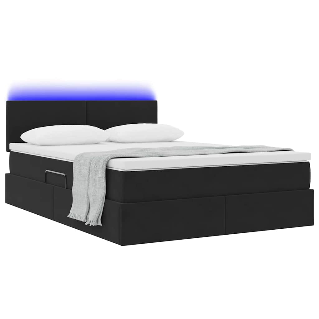 Opbergbed met LED met matras met LED Zwart 140 x 200 cm Fluweel is nu te koop bij PeponiXL, paradijselijk wonen!