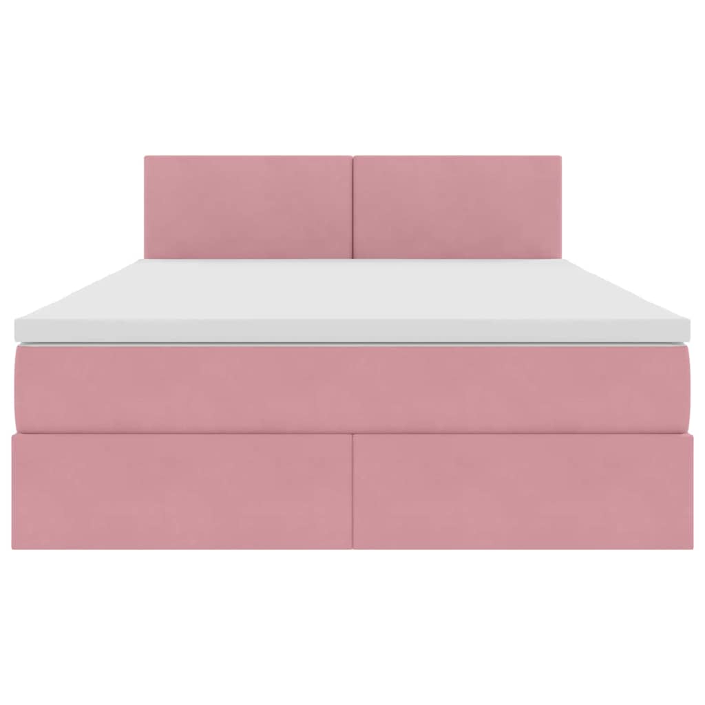 Opbergbed met LED met matras met LED Roze 140 x 200 cm Fluweel is nu te koop bij PeponiXL, paradijselijk wonen!