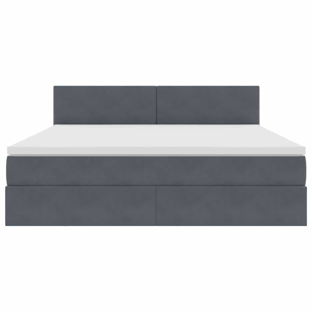 Opbergbed met LED met matras Donkergrijs 160 x 200 cm Fluweel is nu te koop bij PeponiXL, paradijselijk wonen!