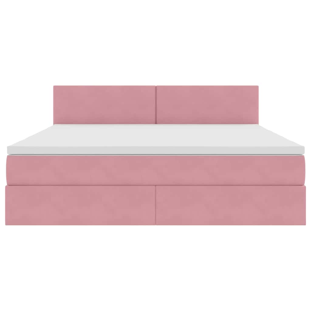 Opbergbed met LED met matras met LED Roze 160 x 200 cm Fluweel is nu te koop bij PeponiXL, paradijselijk wonen!