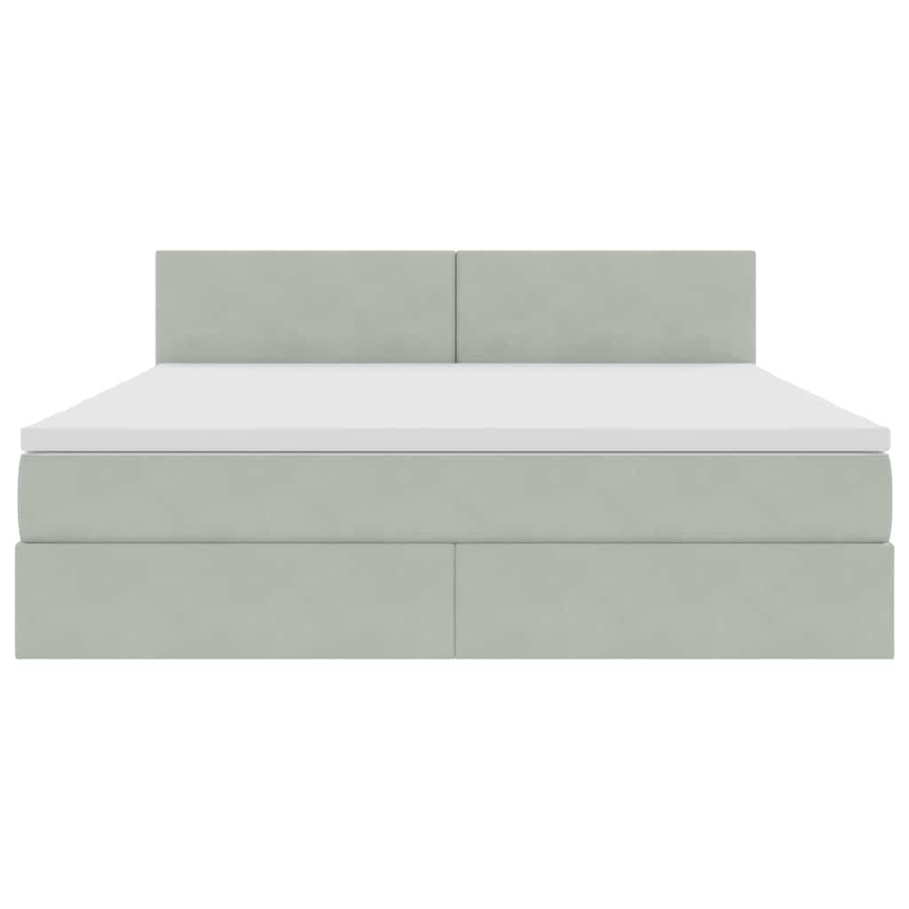 Opbergbed met LED met matras Lichtgrijs 180 x 200 cm Fluweel is nu te koop bij PeponiXL, paradijselijk wonen!