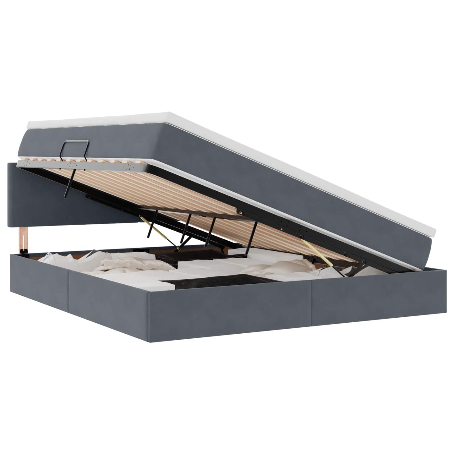 Opbergbed met LED met matras Donkergrijs 180 x 200 cm Fluweel is nu te koop bij PeponiXL, paradijselijk wonen!