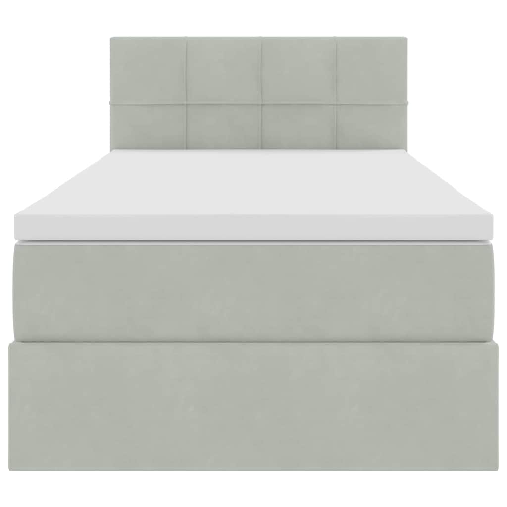 Opbergbed met LED met matras Lichtgrijs 90 x 190 cm Fluweel is nu te koop bij PeponiXL, paradijselijk wonen!