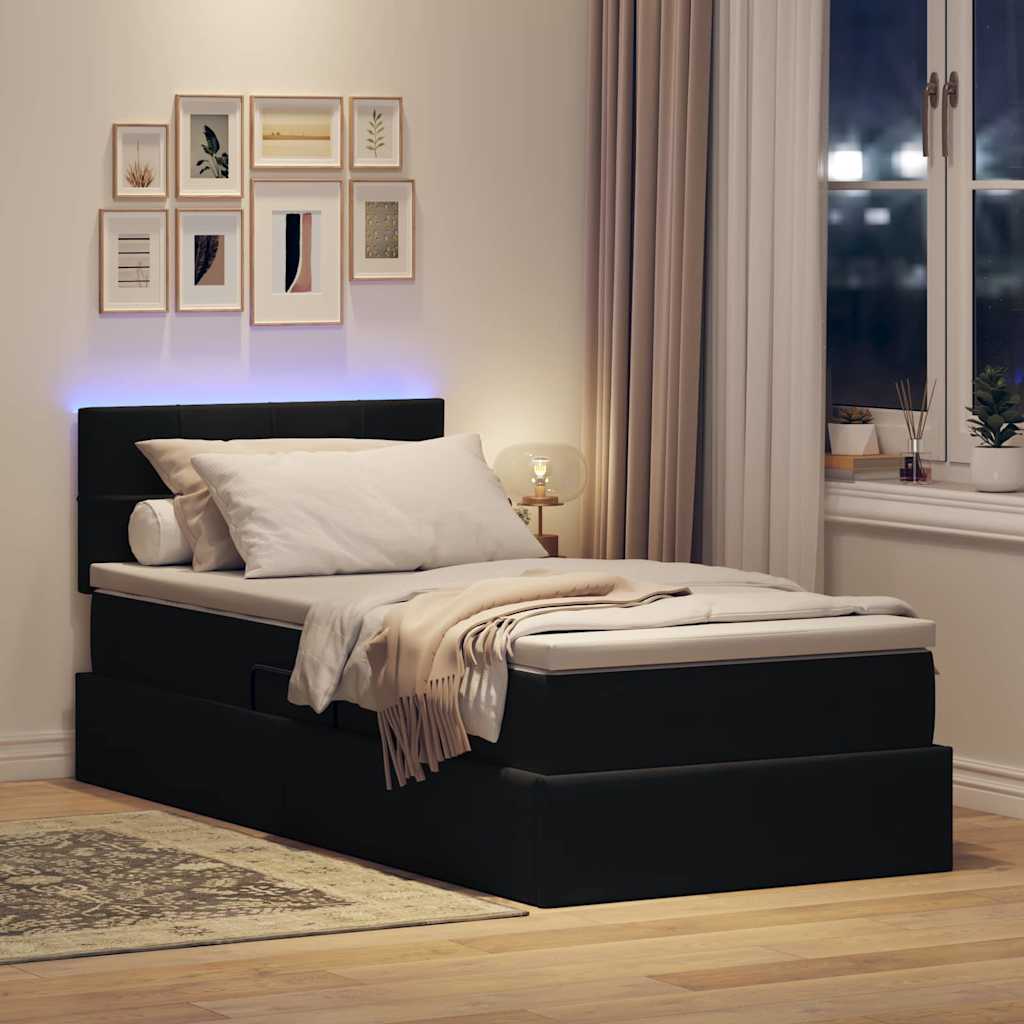 Opbergbed met LED met matras met LED Zwart 90 x 200 cm Fluweel is nu te koop bij PeponiXL, paradijselijk wonen!