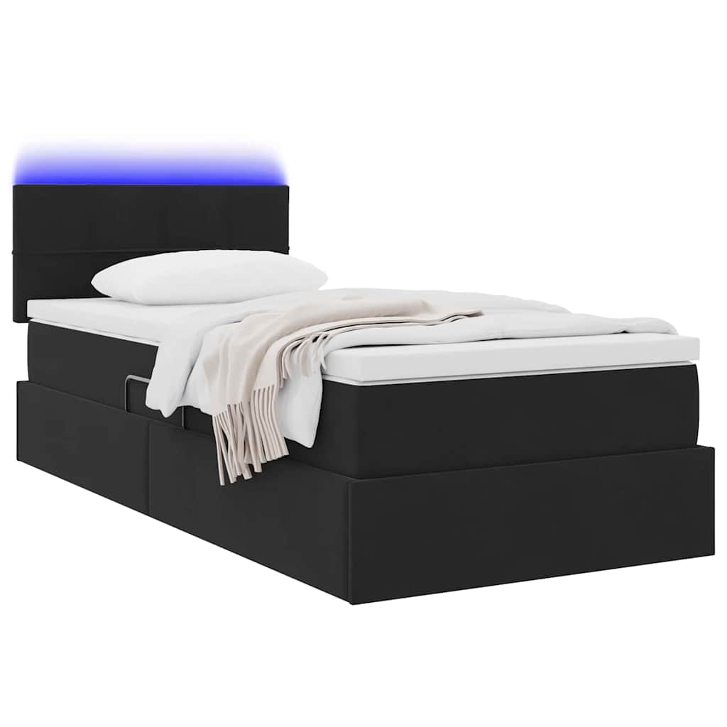 Opbergbed met LED met matras met LED Zwart 90 x 200 cm Fluweel is nu te koop bij PeponiXL, paradijselijk wonen!