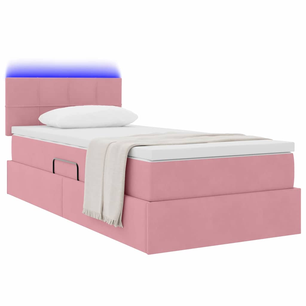 Opbergbed met LED met matras met LED Roze 100 x 200 cm Fluweel is nu te koop bij PeponiXL, paradijselijk wonen!