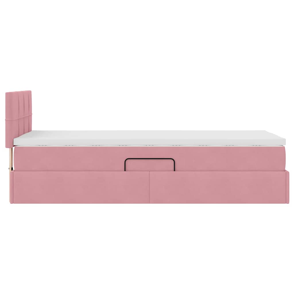 Opbergbed met LED met matras met LED Roze 100 x 200 cm Fluweel is nu te koop bij PeponiXL, paradijselijk wonen!