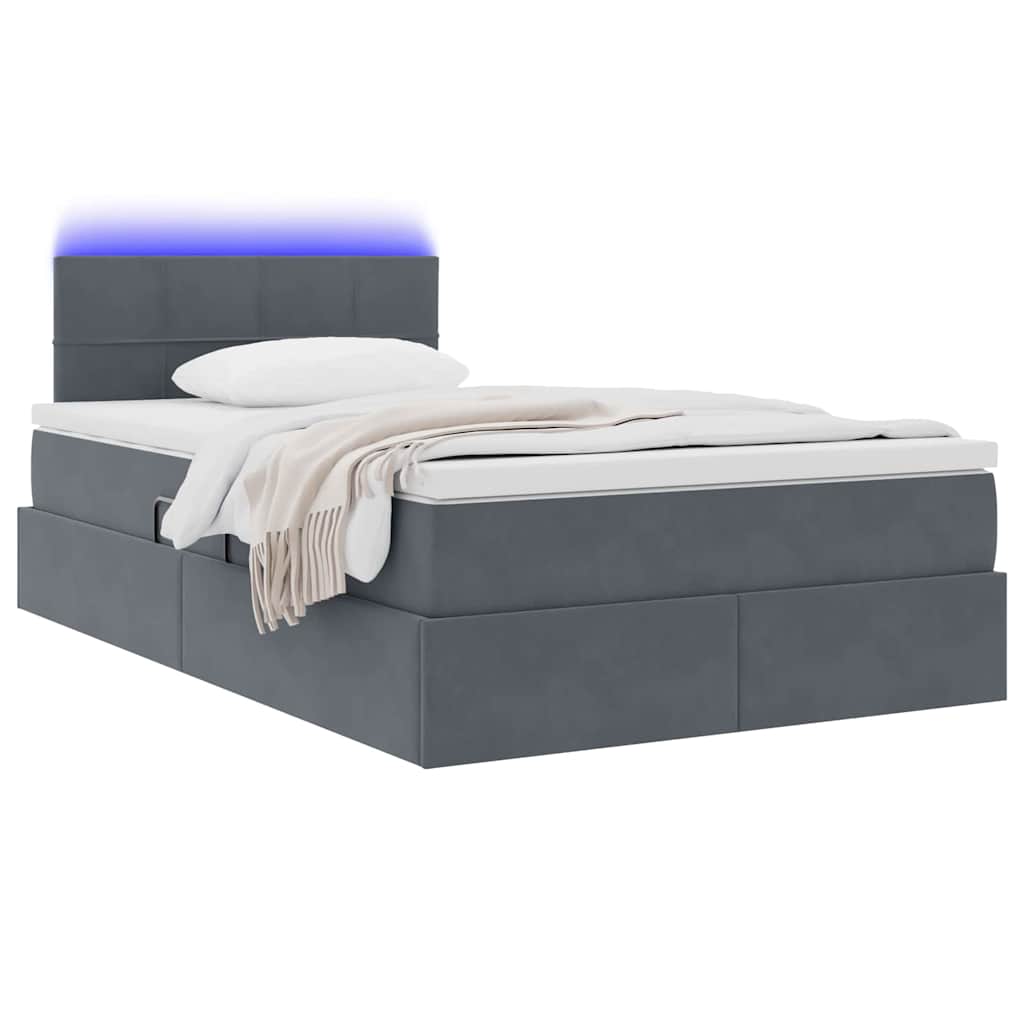Opbergbed met LED met matras Donkergrijs 120 x 190 cm Fluweel is nu te koop bij PeponiXL, paradijselijk wonen!