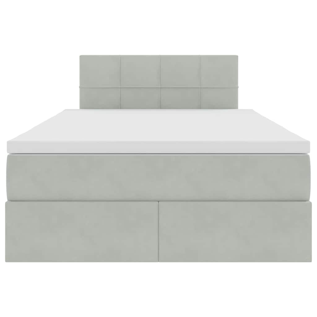 Opbergbed met LED met matras Lichtgrijs 120 x 200 cm Fluweel is nu te koop bij PeponiXL, paradijselijk wonen!
